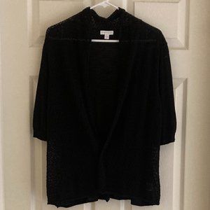 Charter Club Women's Short Sleeve Cardigan - Large - Black